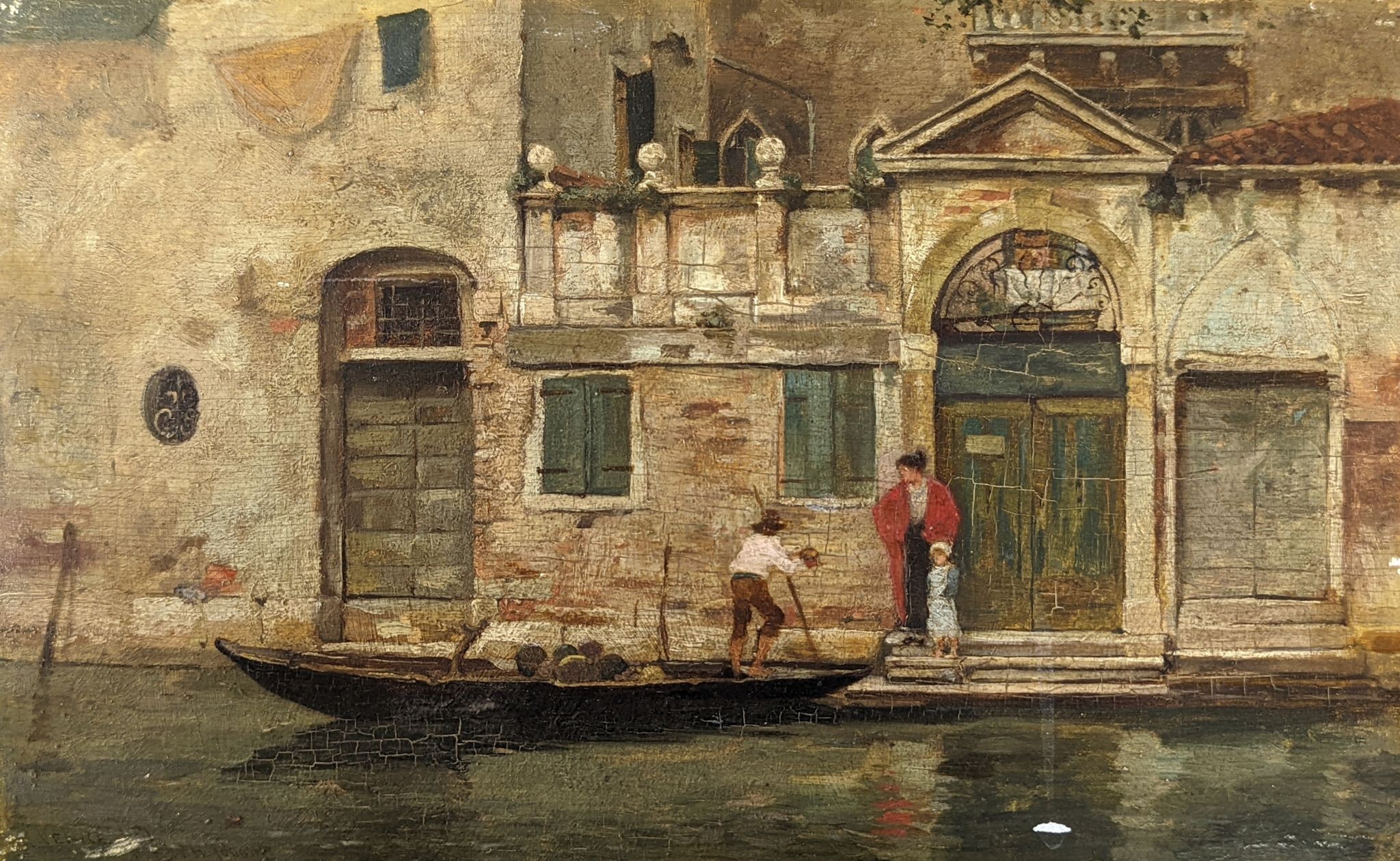 William Jobbins (fl.1872-1893), oil on panel, Venetian canal scene with gondolier, inscribed verso, 17.5 x 28cm, unframed